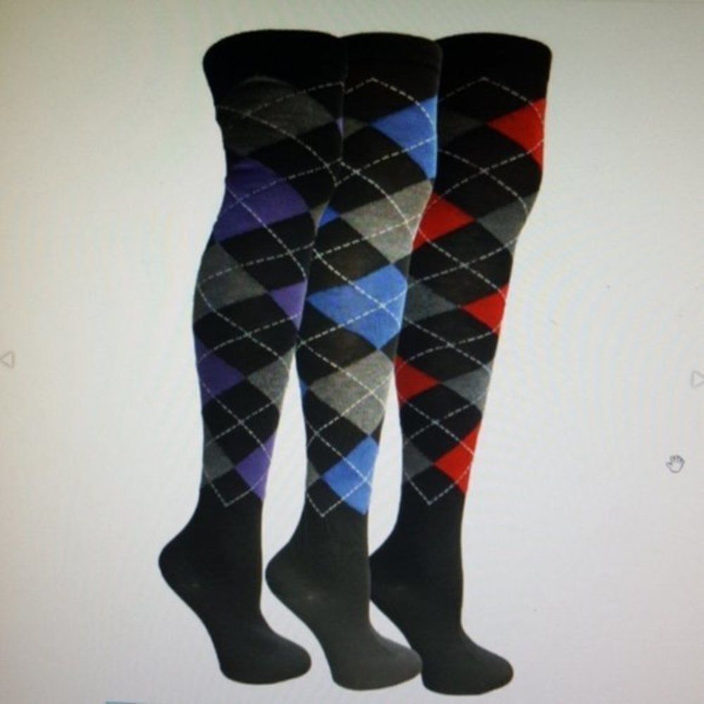 Women's Thigh High Argyle Socks-NWT    - Picture 6 of 7